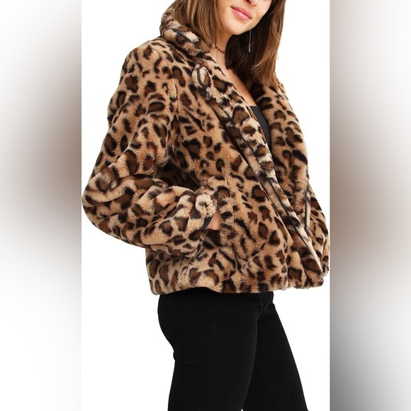 Belle & Bloom Leopard Faux Fur Jacket - Picture 2 of 13